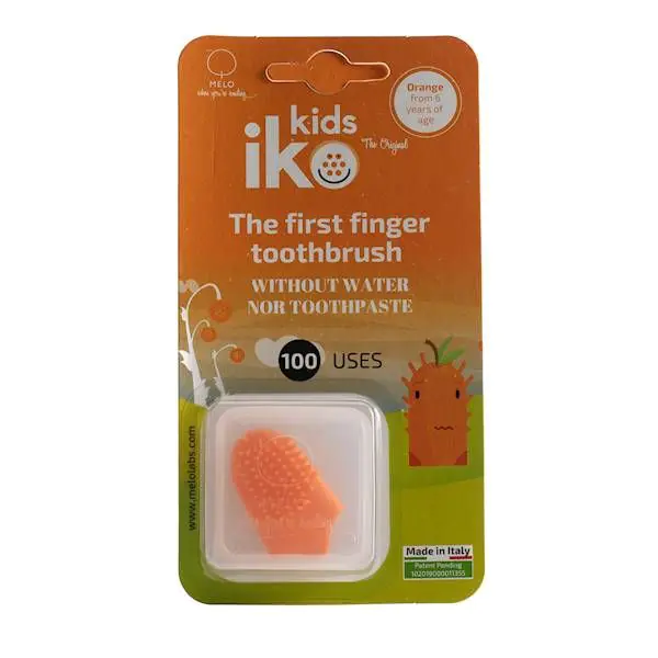 Spazzolino da denti da dito naturale Iko Kids, colore arancione