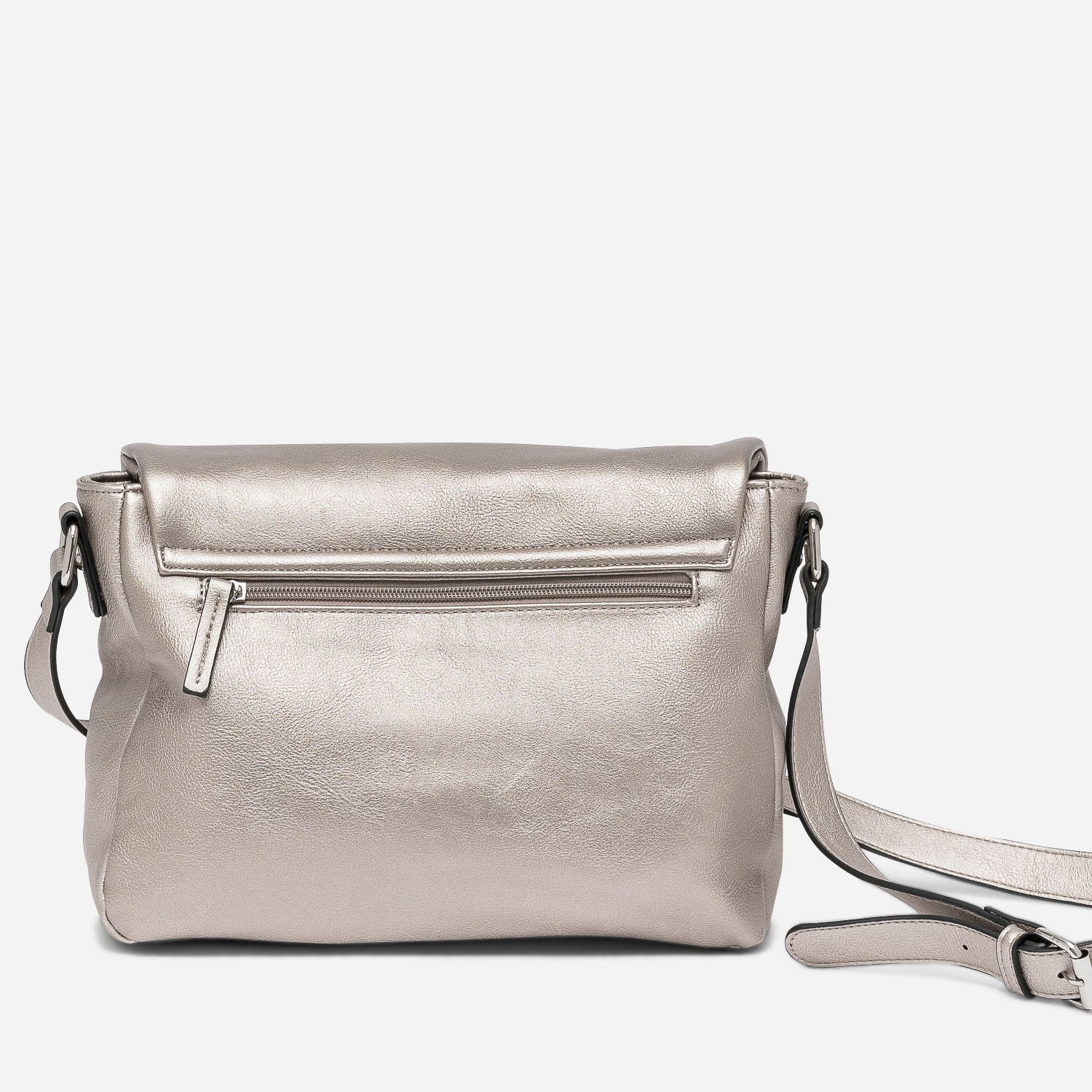 Sac besace taupe nacré avec rabat zippé