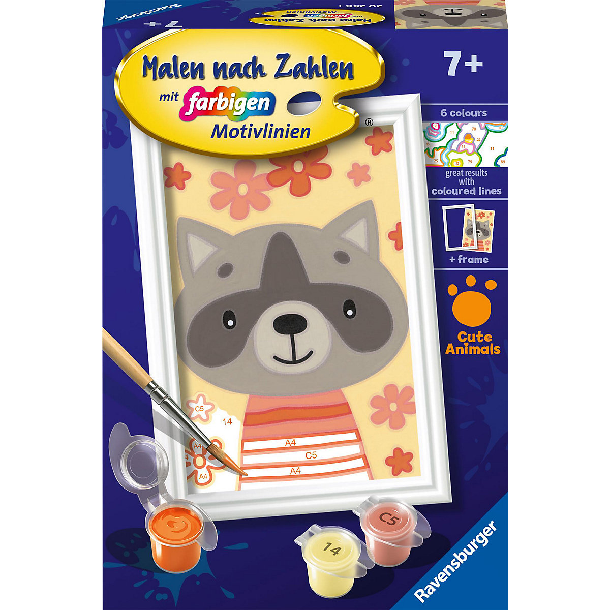 Ravensburger Malen nach Zahlen 20288 - Lieber Waschbär – Kinder ab 7 Jahren
