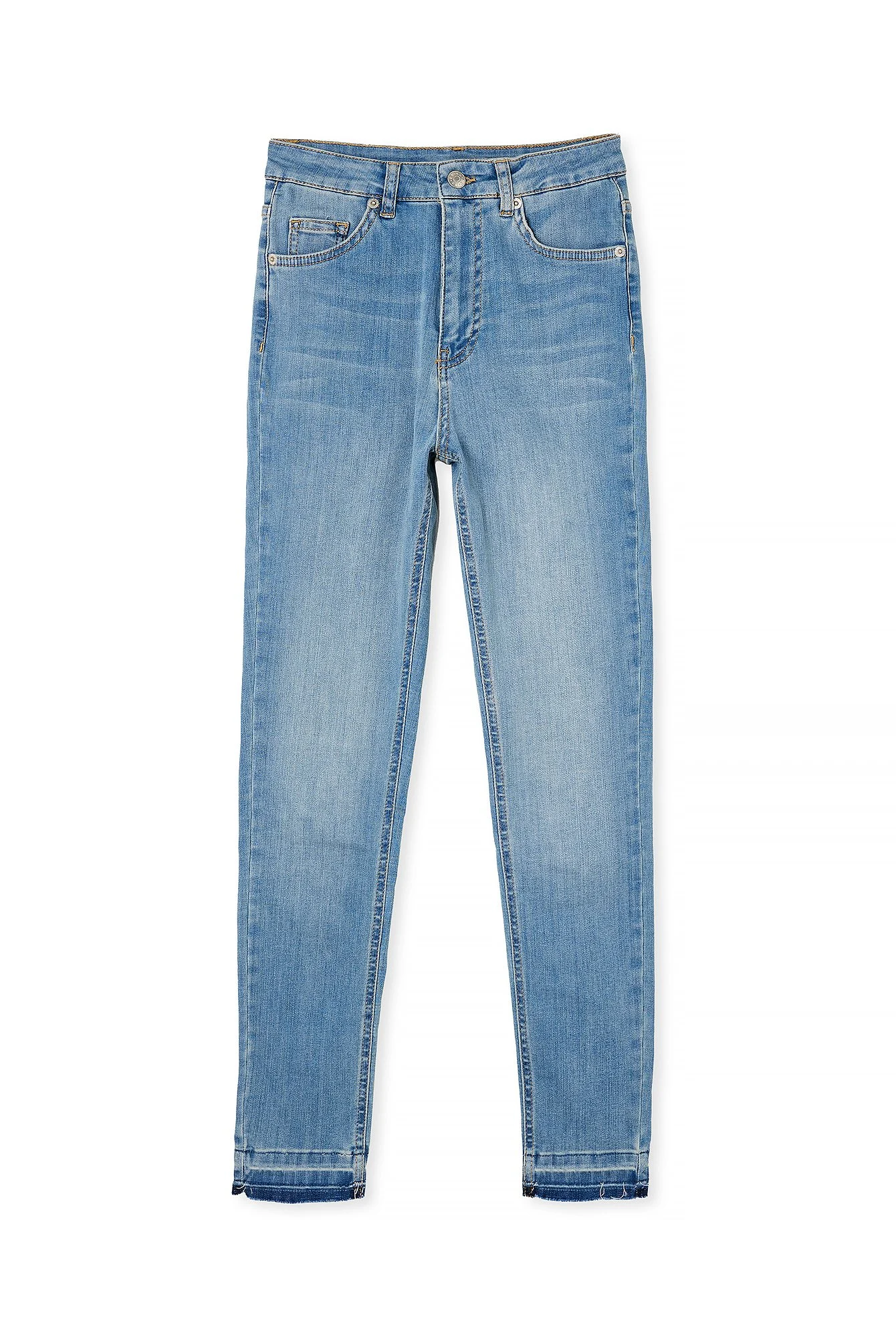 Skinny Jeans mit offenem Saum und hoher Taille