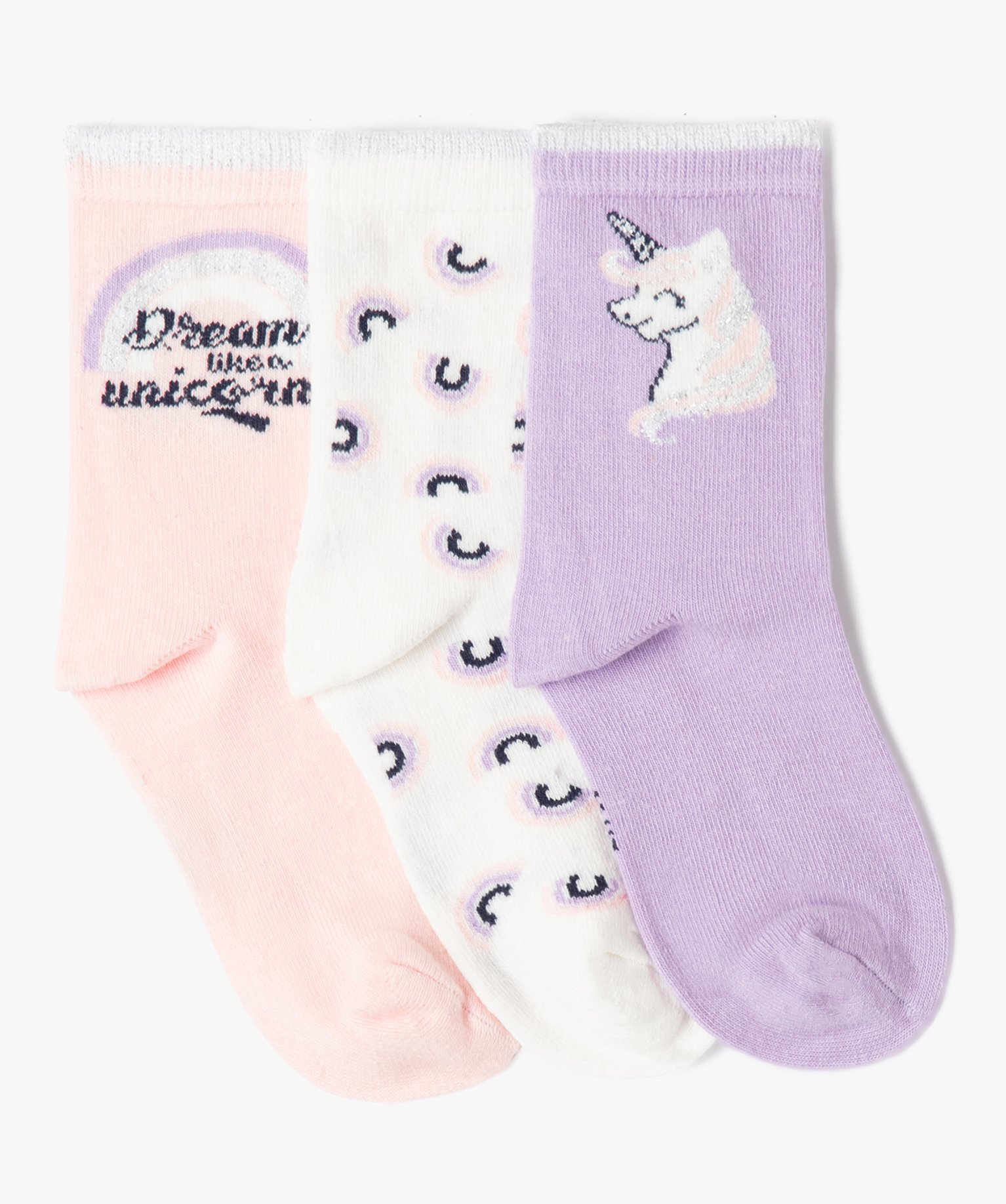 Chaussettes à motifs licornes fille (lot de 3) violet | GEMO