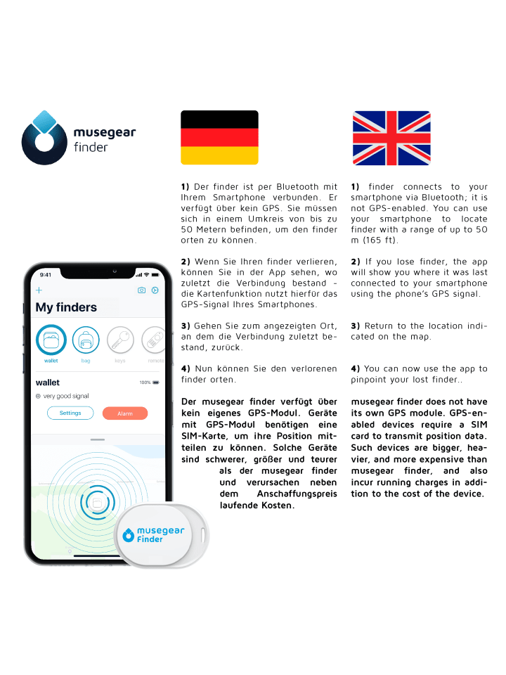 musegear Bluetooth-Schlüsselfinder 