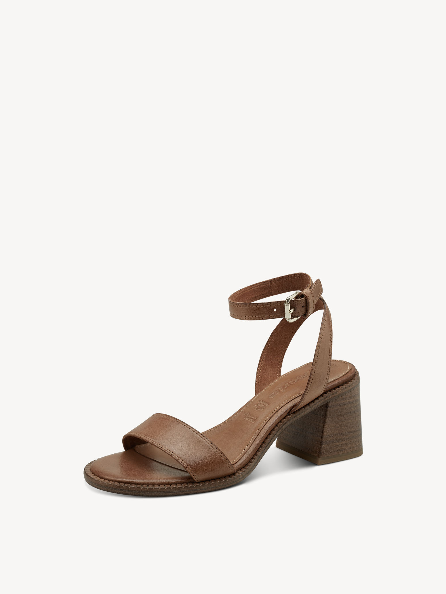 Sandale à talon en cuir - marron