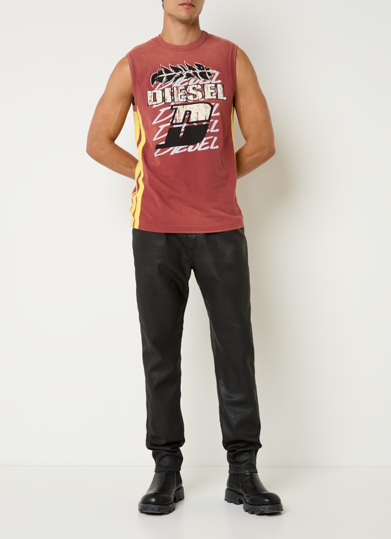Diesel T-Bisco-Stripe tank top with flock logo print