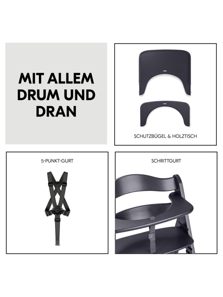 Hauck Hochstuhl Beta Plus inkl. Essbrett, Sitzkissen und in grau,beige günstig kaufen onesize