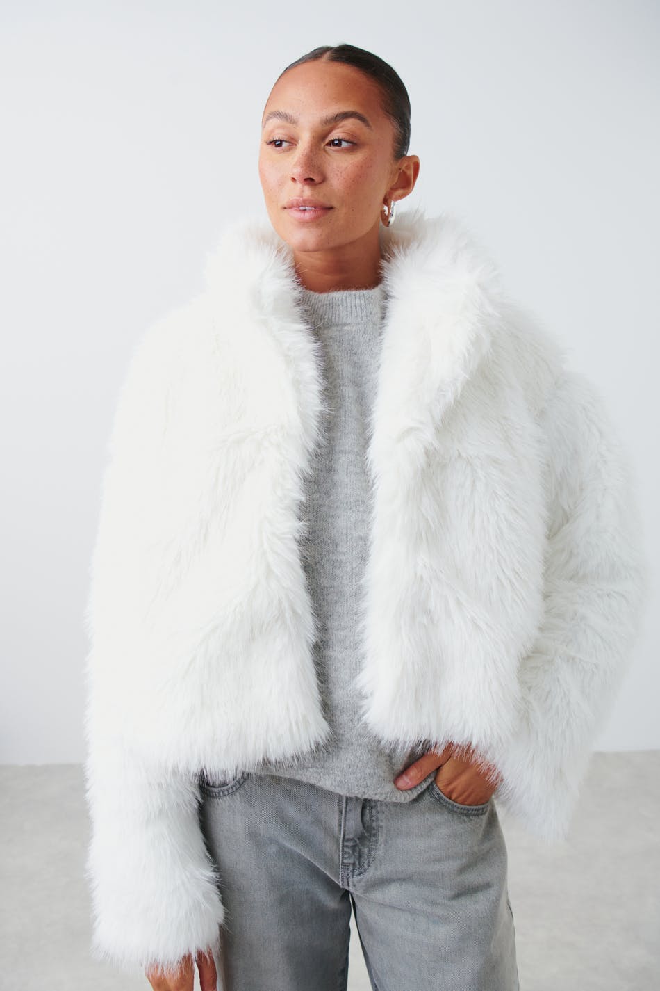 Faux fur collar jacket
