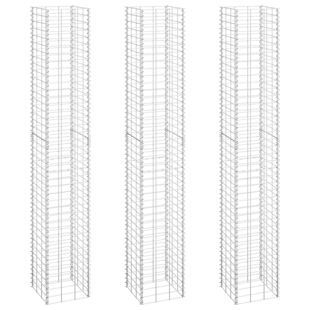 vidaXL Hochbeet Gabionen-Hochbeete 3 Stk. 30x30x200 cm Eisen (1 St)