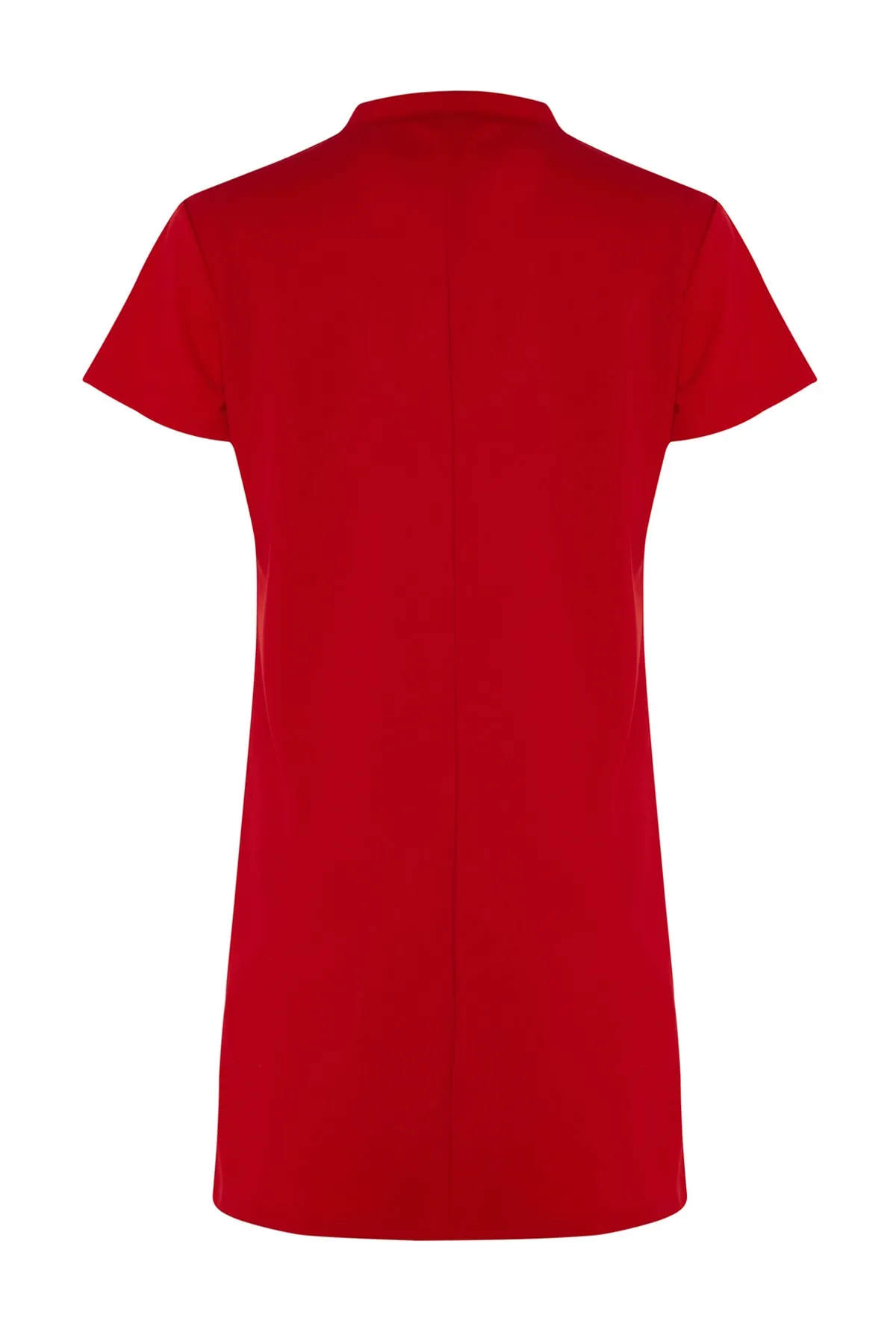 Trendyol Collection  Rotes, schickes Mini-Crêpe-Kleid mit offener Taille und Skater-Optik TWOSS23EL01802