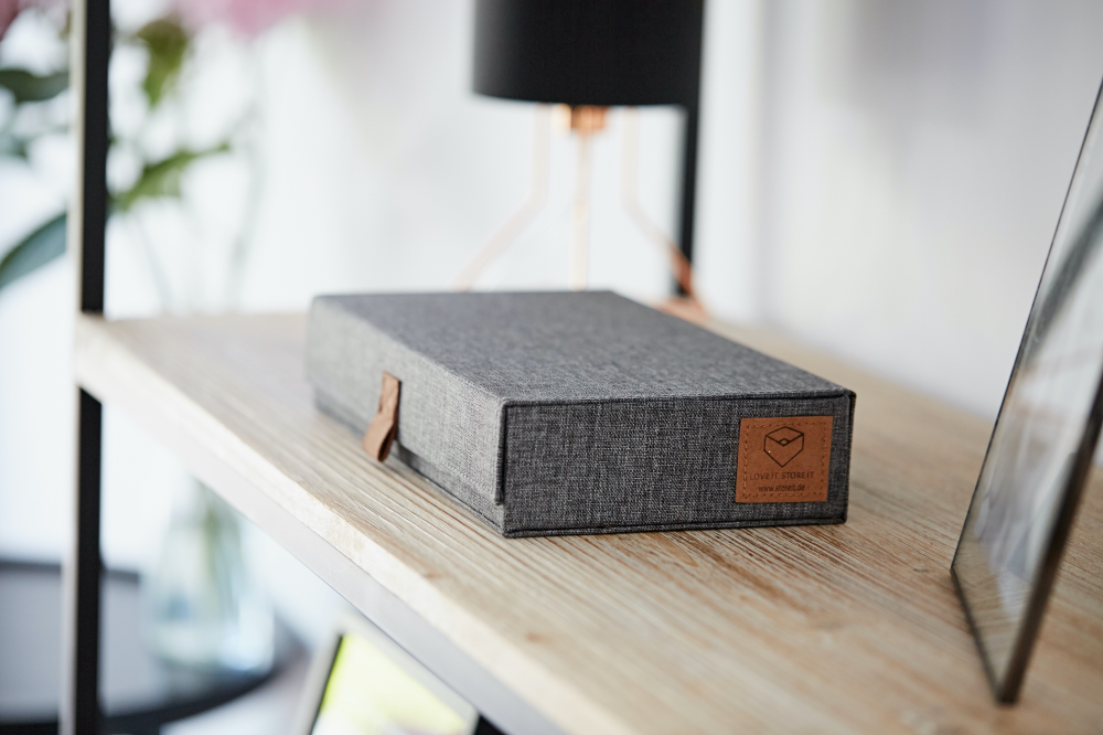 Brillen-Box Premium Grau meliert