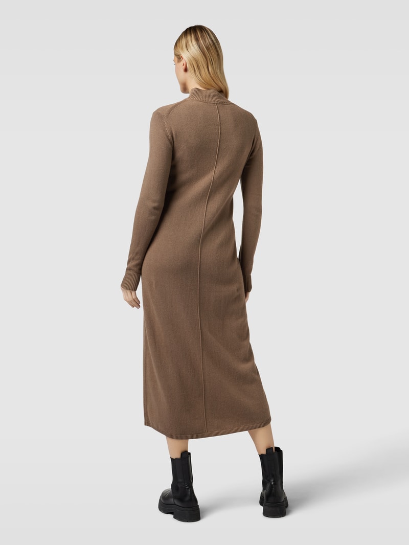 Strickkleid mit Stehkragen in khaki