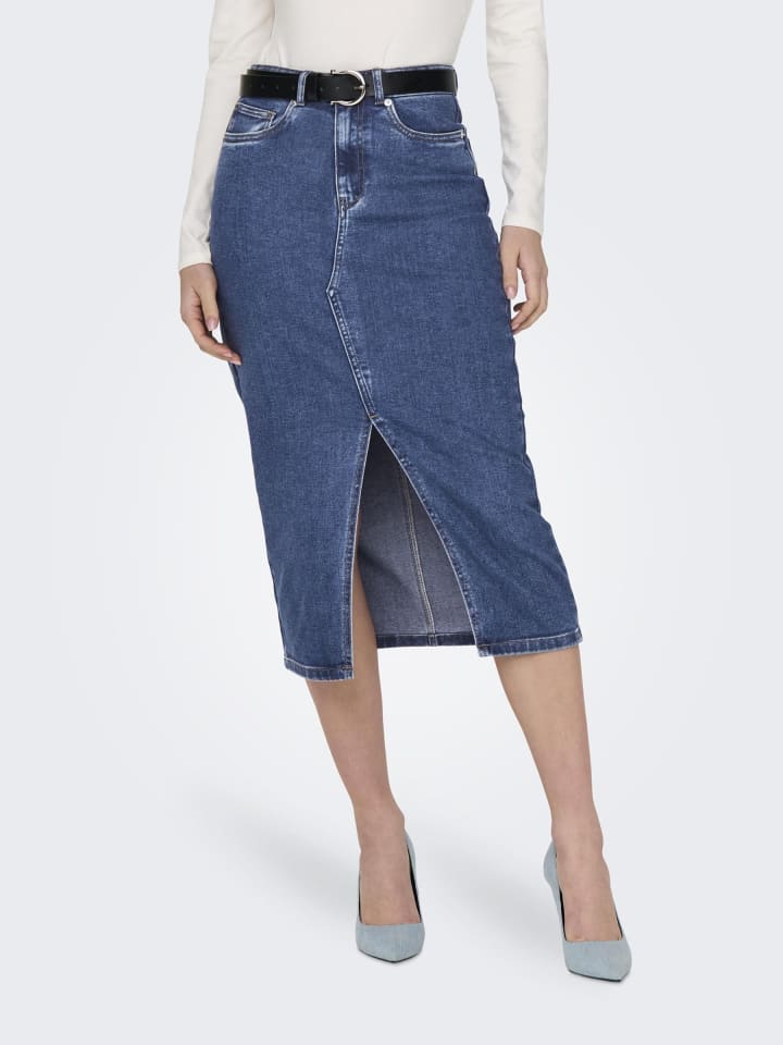 ONLY Jeansrock mit Schlitz und fünf Taschen in Blau-3 günstig kaufen