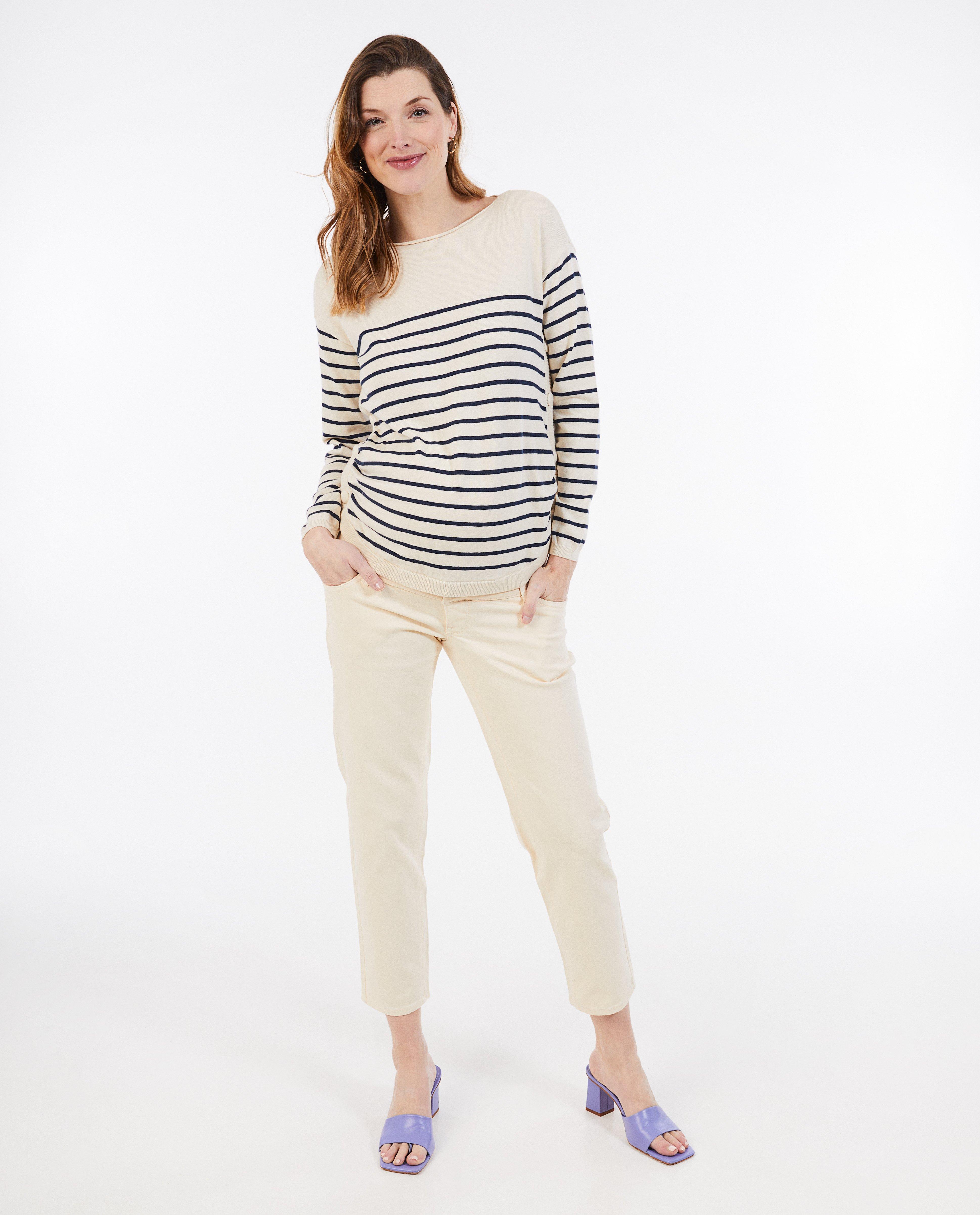 Blugi gravide bej Atelier Maman, albi