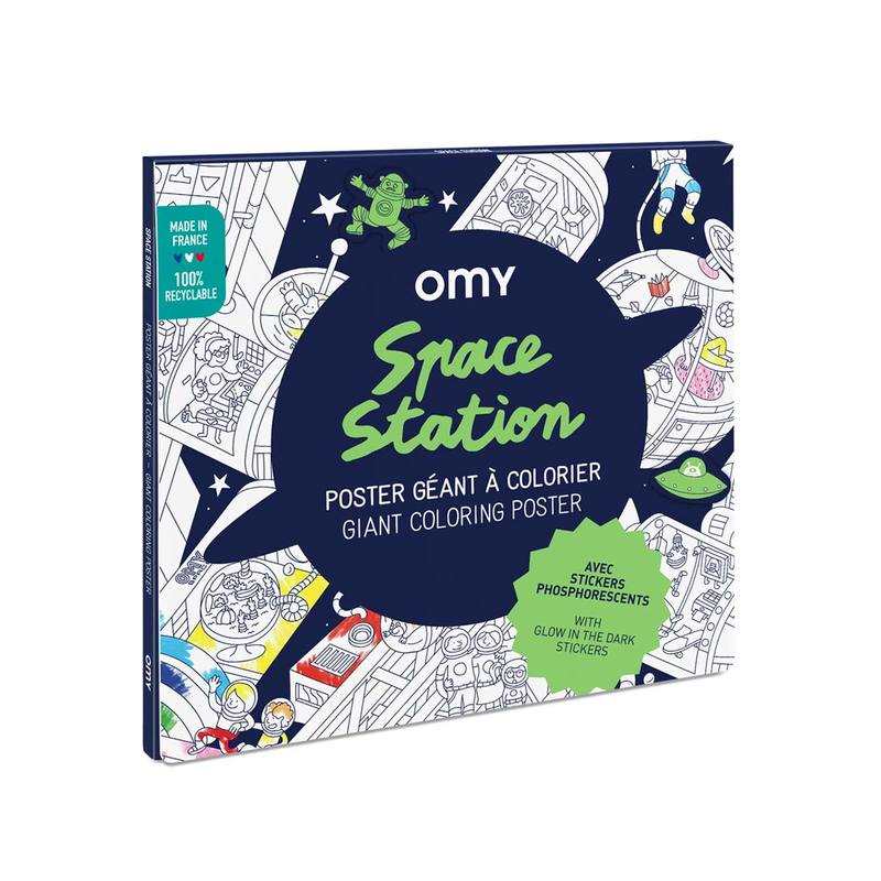 Poster à colorier, Space station et stickers - OMY