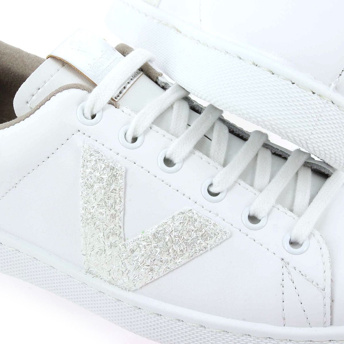 Victoria  1125188 TENIS PIEL VIRUTAS GLITTER - Blanc