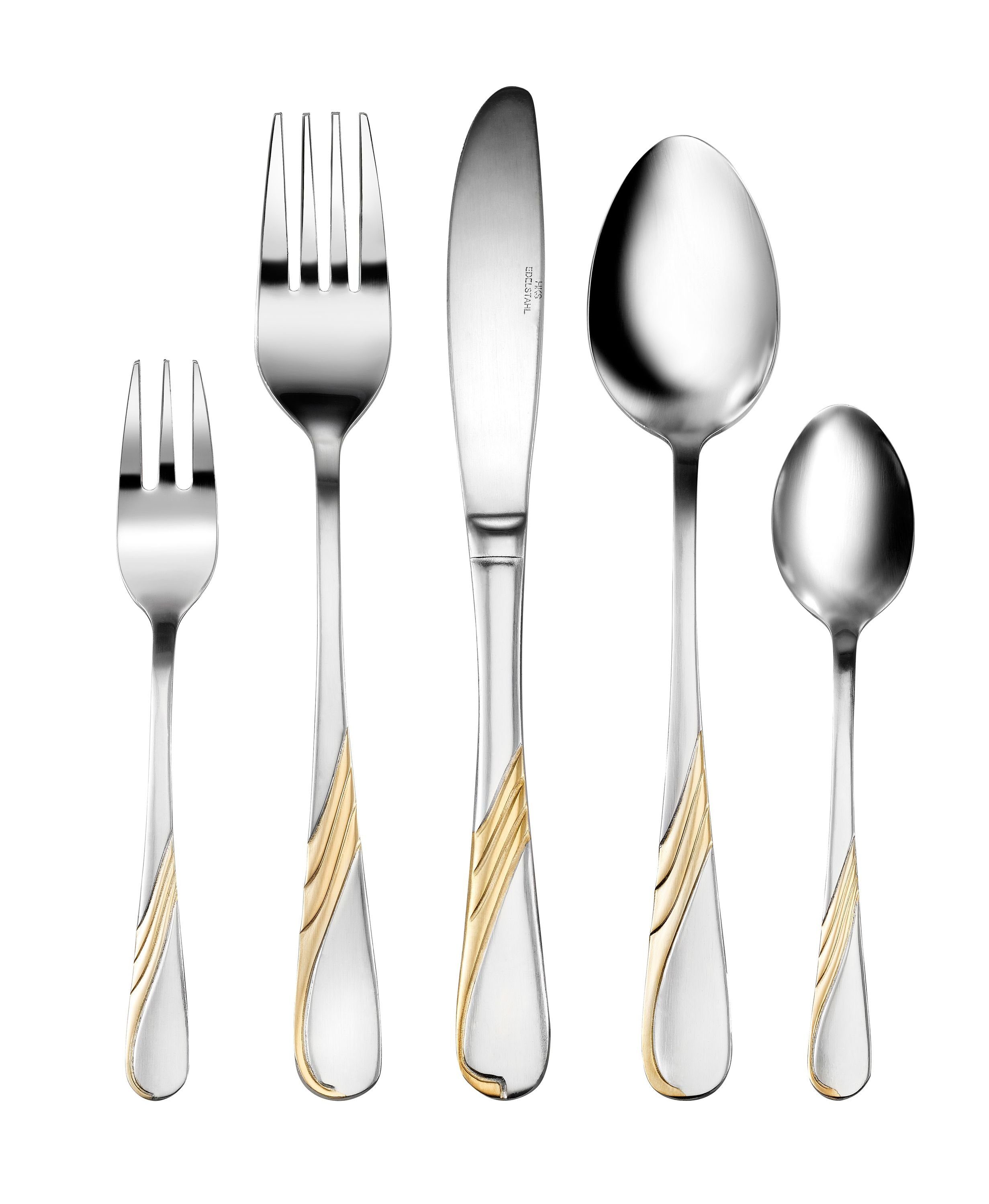 Karcher Besteck-Set Flame 72-teilig, 68 teilig für 12 Personen, Edelstahl, dekorvergoldet