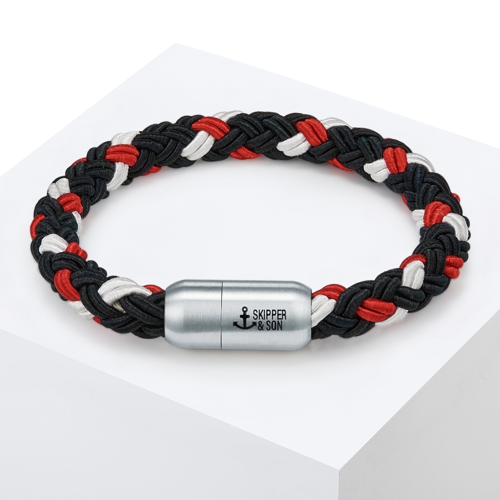 Skipper & Son Bracelet en acier inoxydable Nylon en Rouge Bracelet