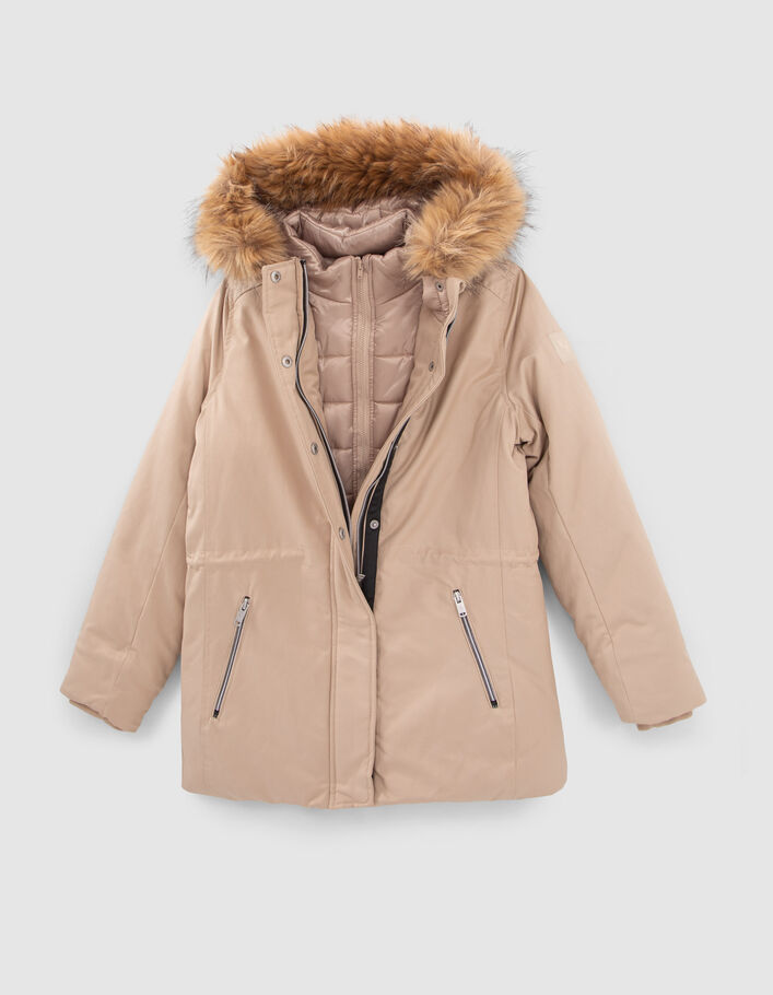 Parka beige avec parmenture amovible fille