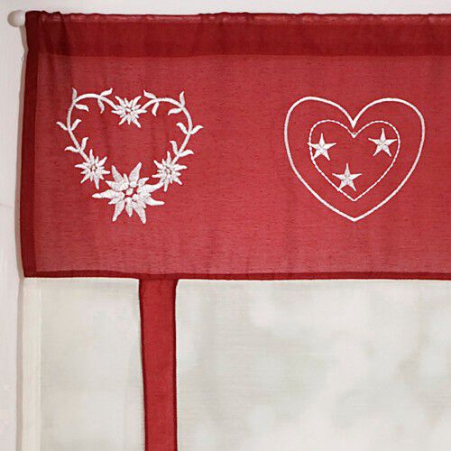 Store broderies motifs coeurs finition passe-tringle
