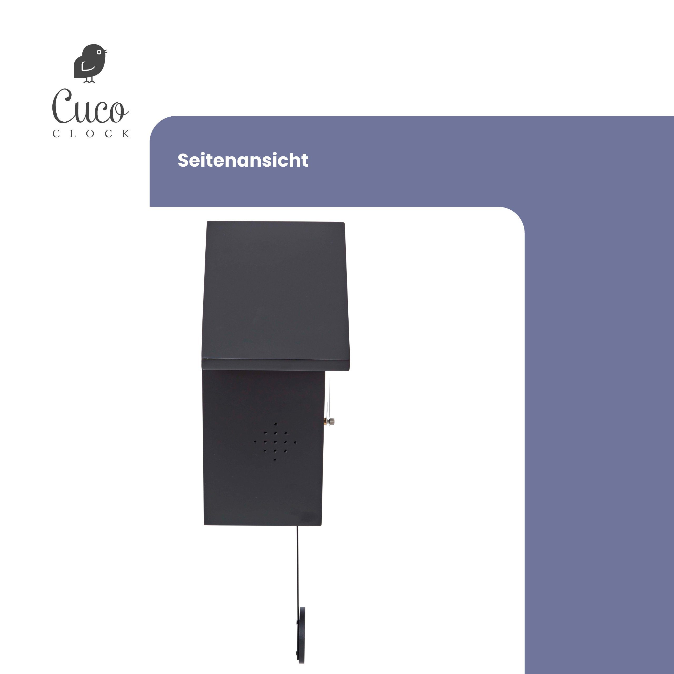 Cuco Clock Wanduhr Kuckucksuhr SCHWARZWALDHAUS, Pendeluhr Wanduhr, Moderne Schwarzwalduhr (37,5× 23 × 11,4cm, Pendeluhr mit Nachtruhefunktion, Vogelgezwitscher)