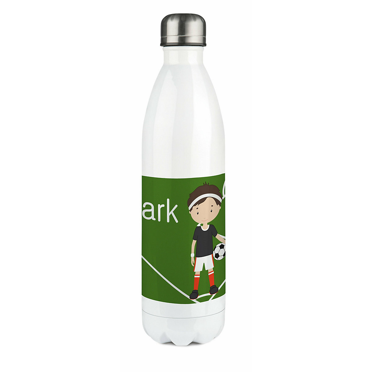 Edelstahl Kinder Thermoflasche / Trinkflasche bunt Fußballspieler Spülmaschinenfest, Auslaufsicher, Bruchfest, Doppelwandig, Für Heißgetränke geeignet, Mit Deckel, Isoliert