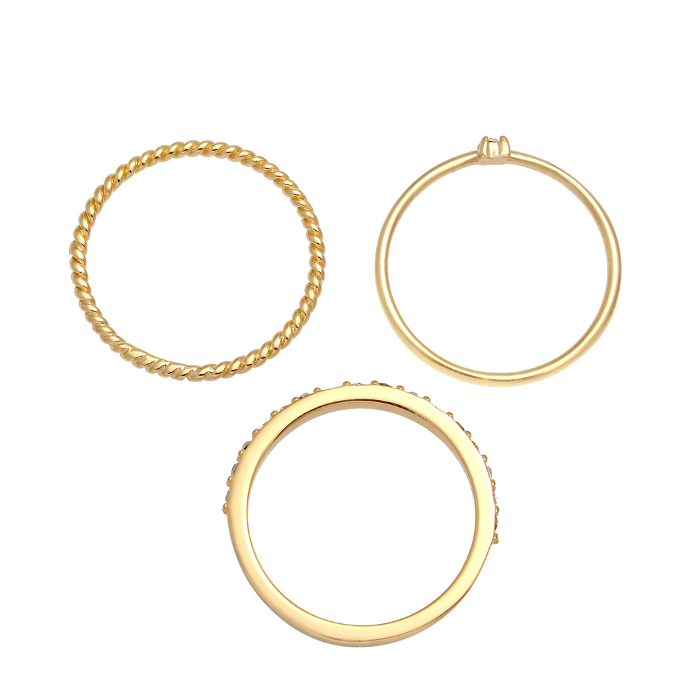 Elli Elli Bague Femmes Pile Élégante Festif Look des Couches avec Cristaux en Argent S Bague