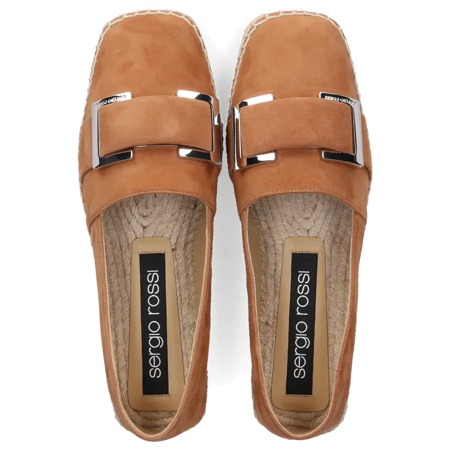 Sergio Rossi - Espadrilles SR PRINCE 010 Veloursleder Logo Metallisch beige - beige