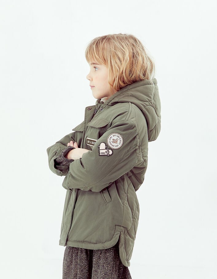 Parka kaki fourrée dos matelassé fille