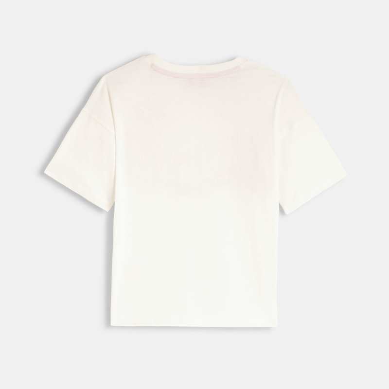 T-shirt fille blanc imprimé en coton recyclé Catimini