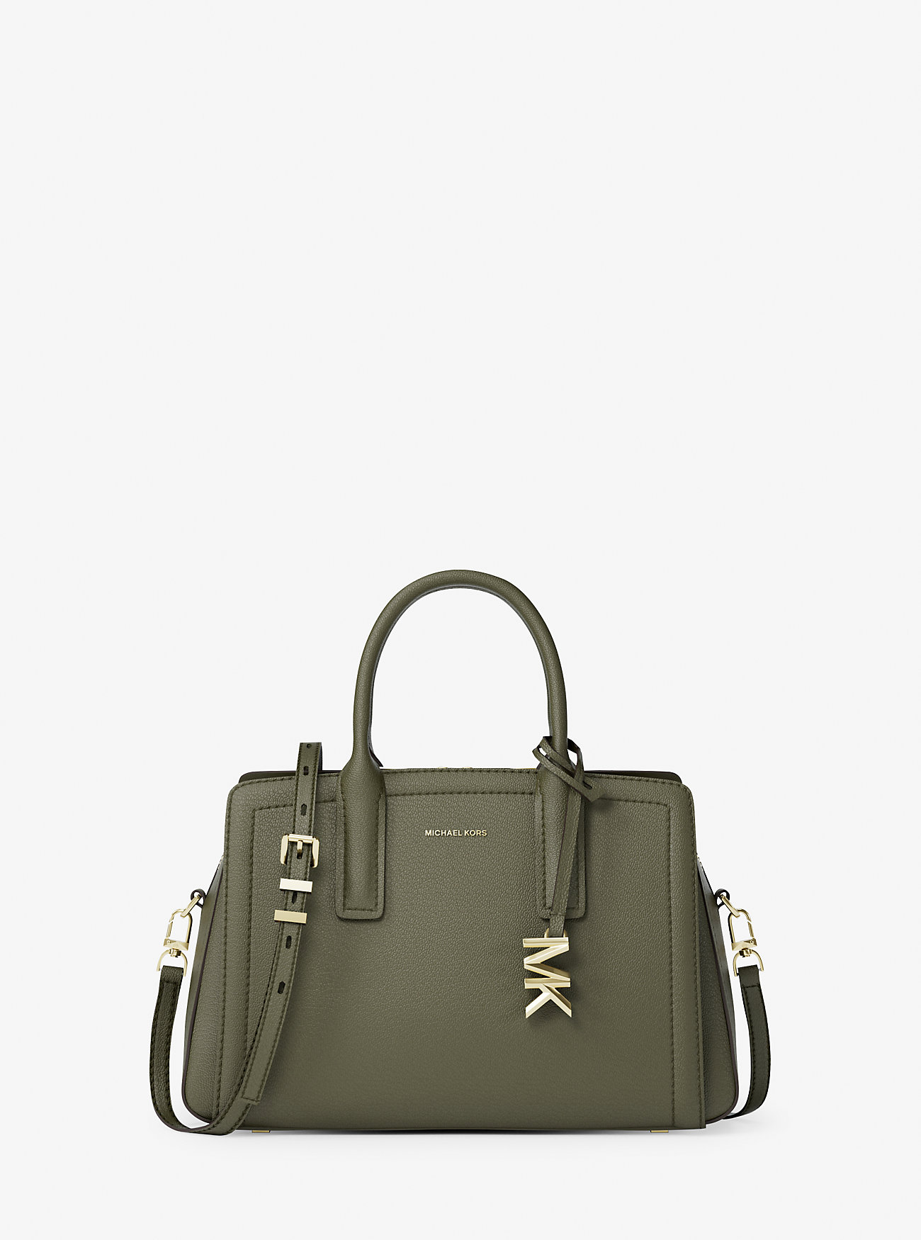 Laila Small Pebbled Leather Satchel - IVY