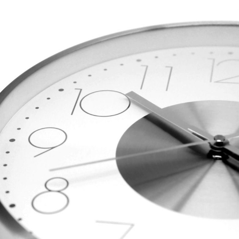 K&L Wall Art Wanduhr Langlebige Aluminium Metalluhr Moderne Loft Uhr (keine Tick-Geräusche, silber Edelstahl- Optik)