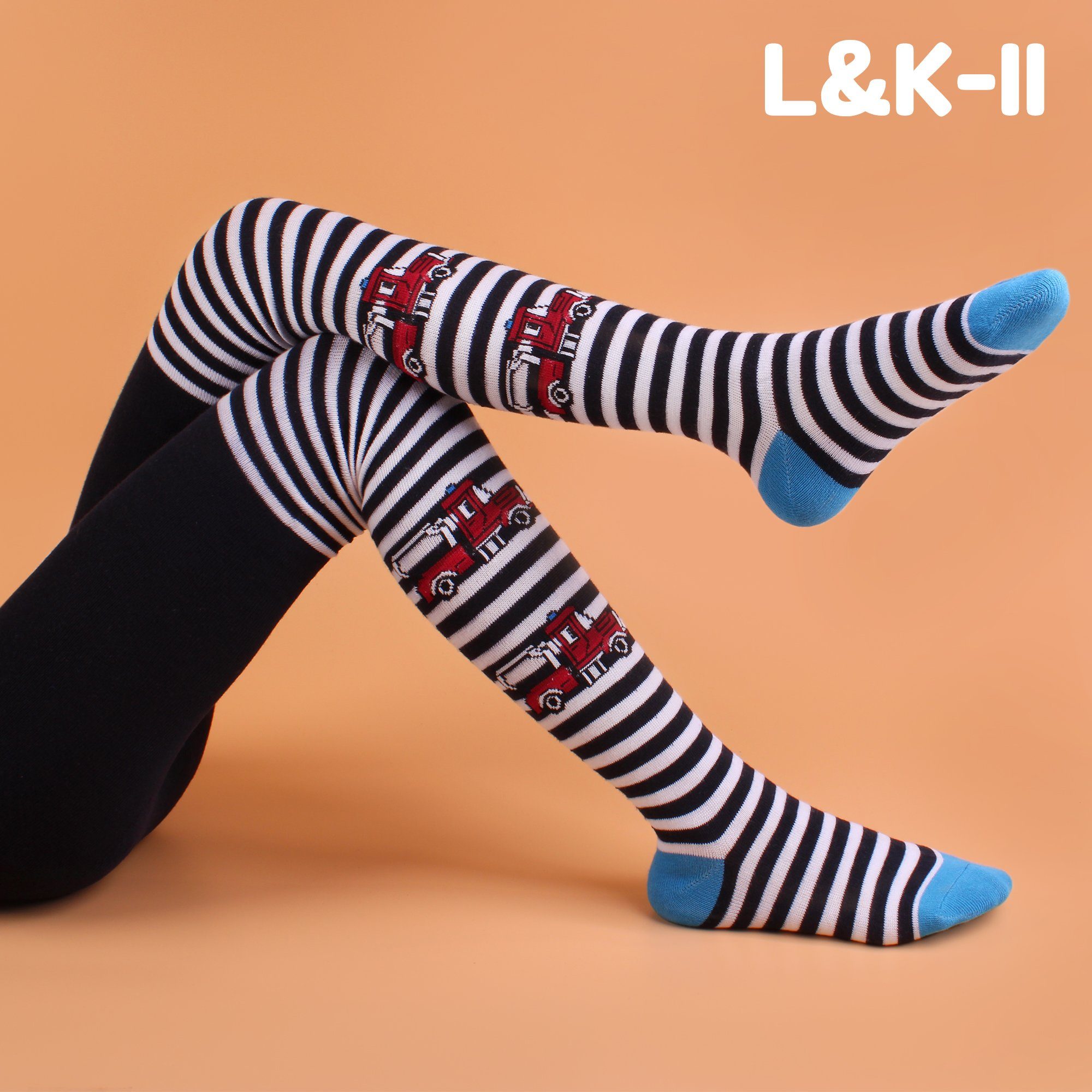 L&K-II Strumpfhose 2725 (3er-Pack) mit verschiedenen Wagen-Motiven Polizeiwagen