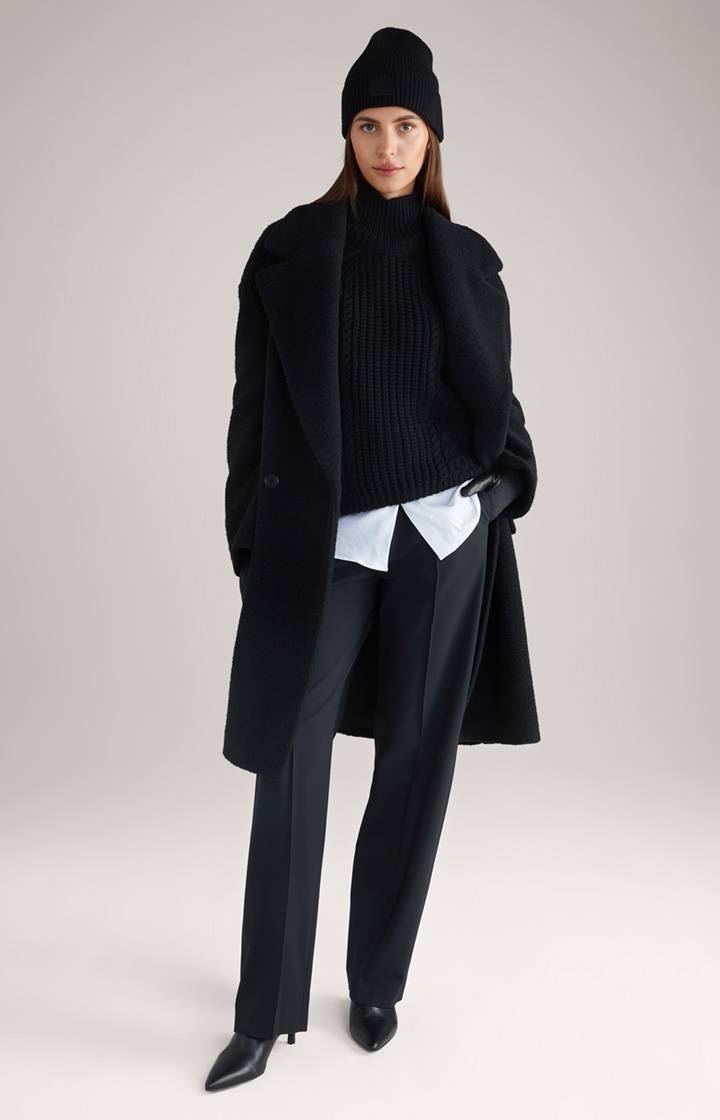 Schurwoll-Mix-Pullover in Schwarz