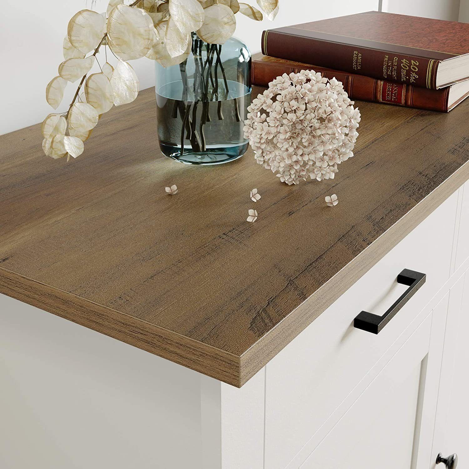 HOMECHO Buffet Sideboard Weiß Küchenschrank mit 2 Schubladen 2 Türen