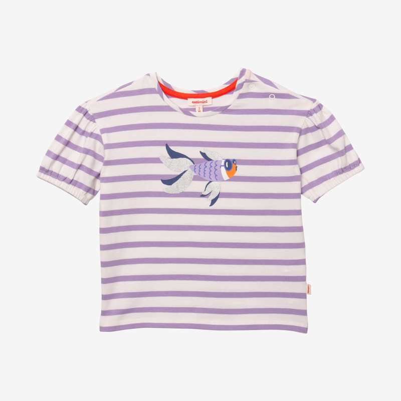 T-shirt bébé fille rayé poisson beige Catimini