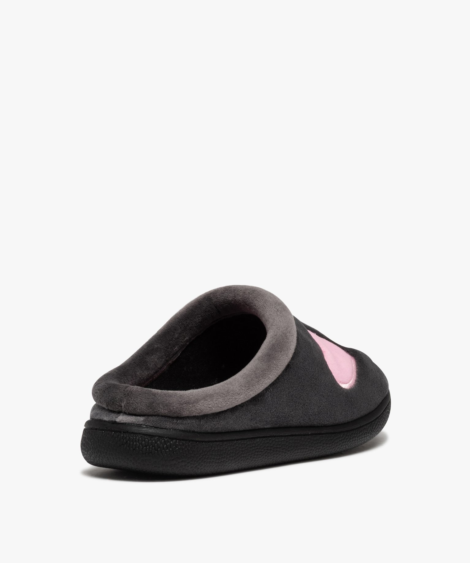 Chaussons femme mules en velours ras motifs curs gris | GEMO