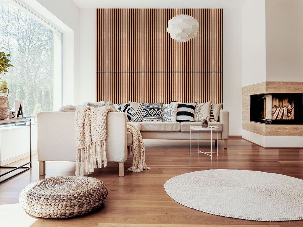 JANGAL Wandpaneel Wandpaneel Jangal Solid 10016 Teak MDF Furnier (1206x800x22mm), BxL: 800x1206 cm