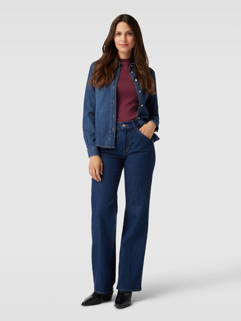 Longsleeve mit geripptem Rundhalsausschnitt in bordeaux rot