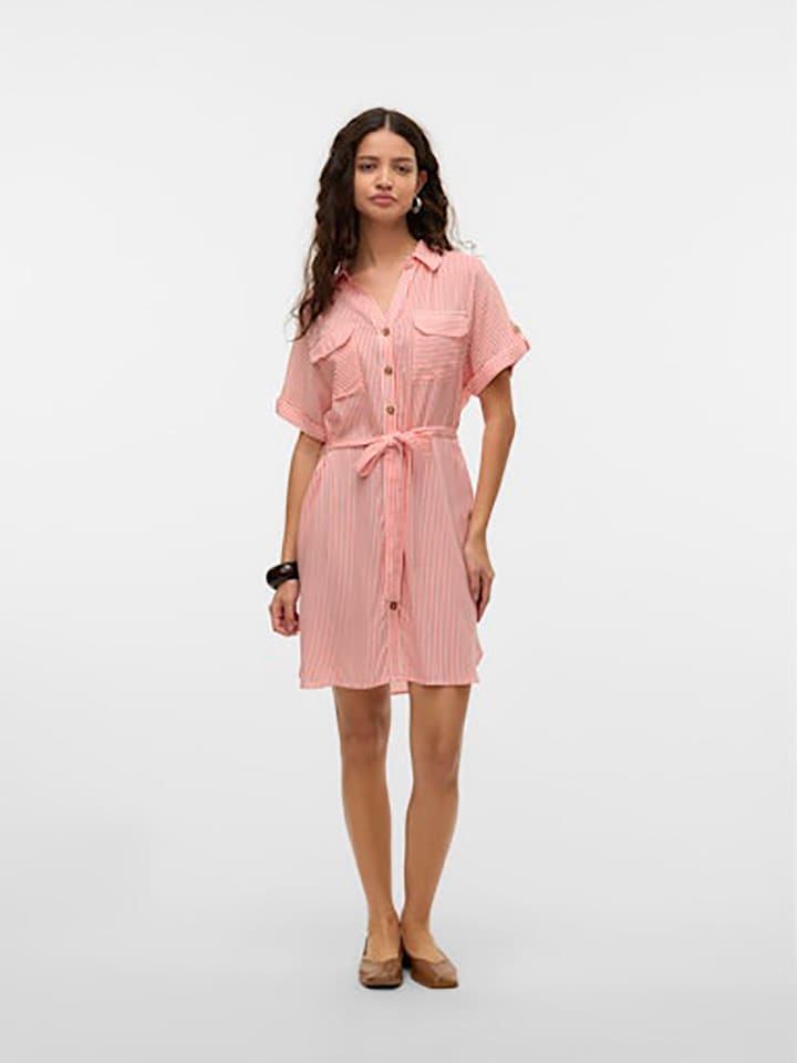 Vero Moda Blusenkleid in Rot/ Weiß günstig kaufen