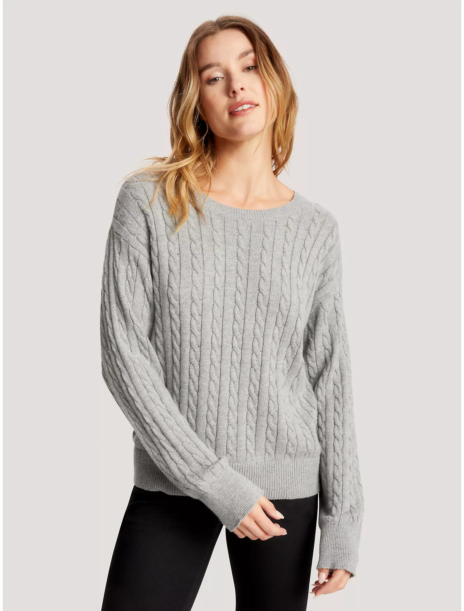Relaxed Fit Cable Knit Sweater