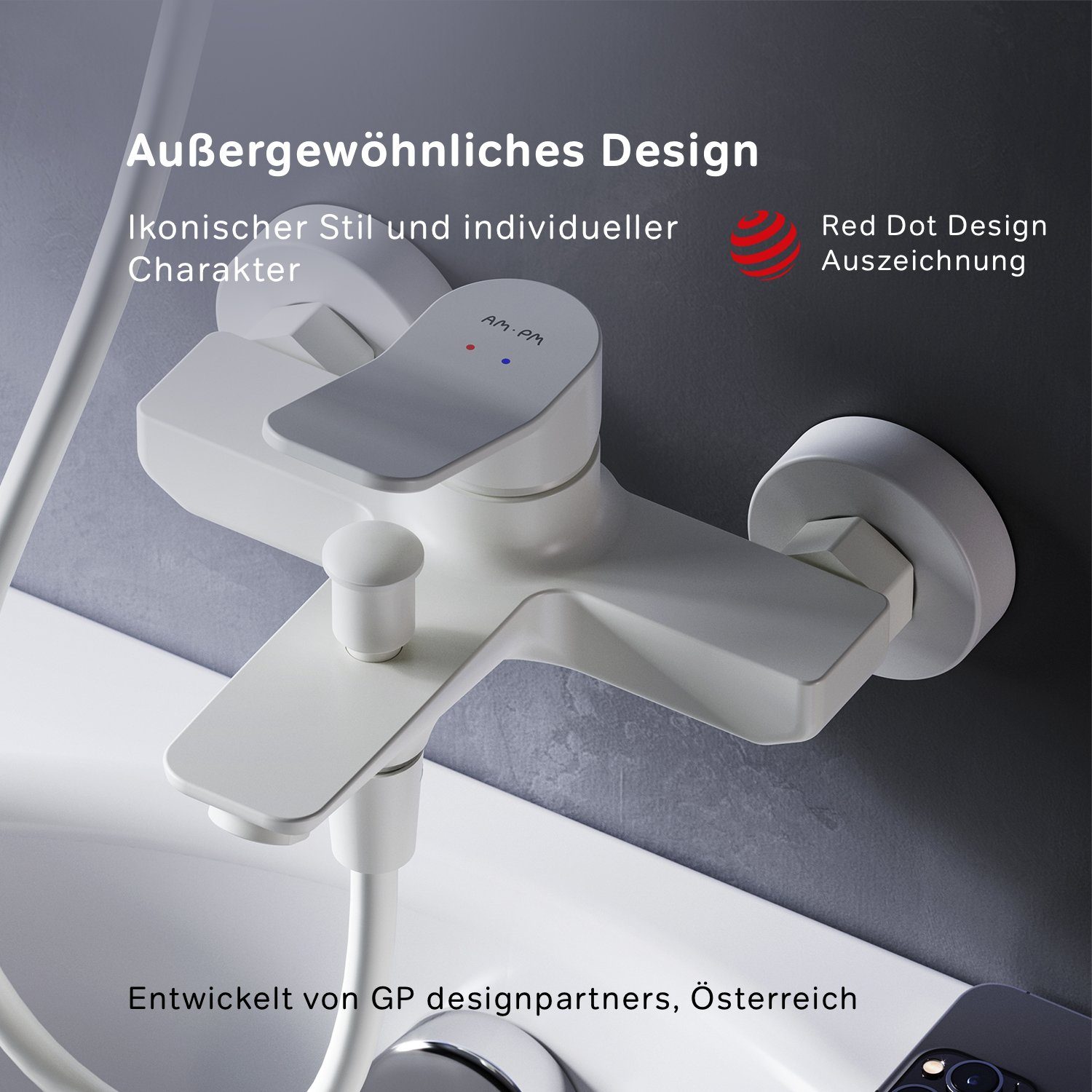 AM.PM Wannenarmatur Badewannenarmatur X-joy Bad Armatur, Wasserhahn (Mischbatterie) Keramikkartusche 35mm, Mischbatterie Badewanne, Wasserhahn Bad