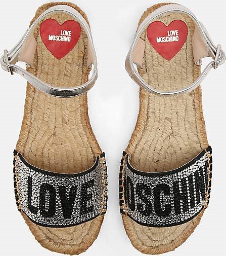 Love Moschino Espadrilles Sandaletten mit Glitzersteinen