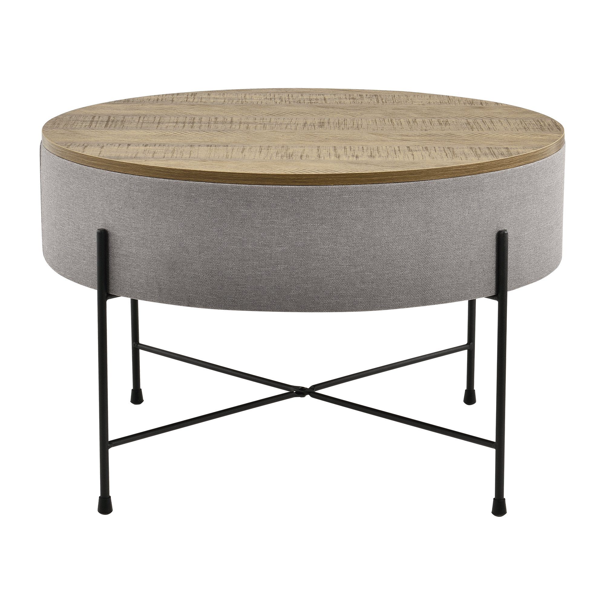 en.casa Couchtisch, Stylischer Couchtisch Tauranga Rund Wallnussoptik/Grau