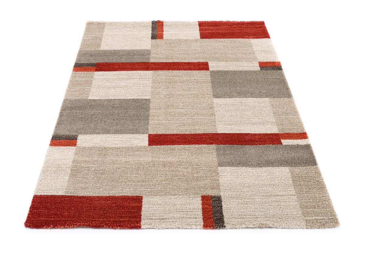 Webteppich Castle Diamant Beige-Braun-Rot 65 x 130 cm