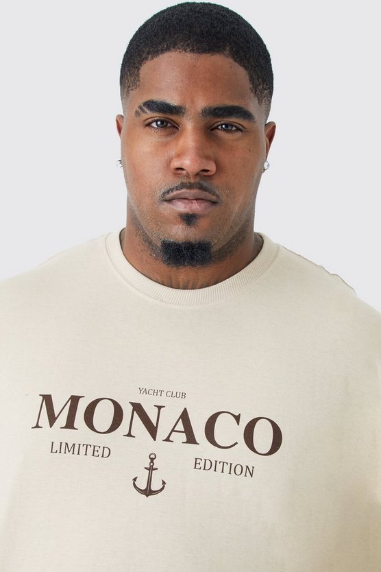 Plus Oversize T-Shirt mit Limited Edition Monaco Print