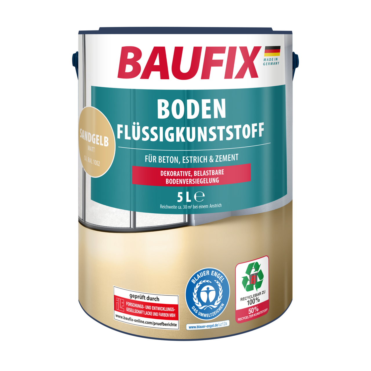 Baufix Boden-Flüssigkunststoff 5 l, sandgelb - 2er Set