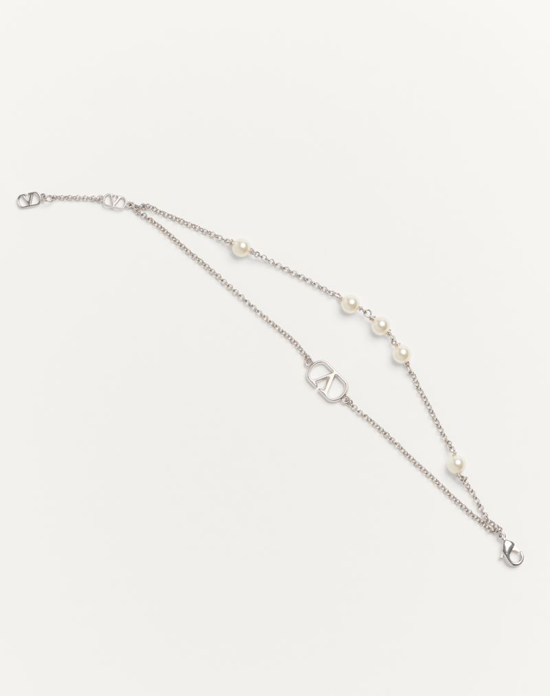 Pulseira exclusiva VLogo em metal e pérolas Swarovski®