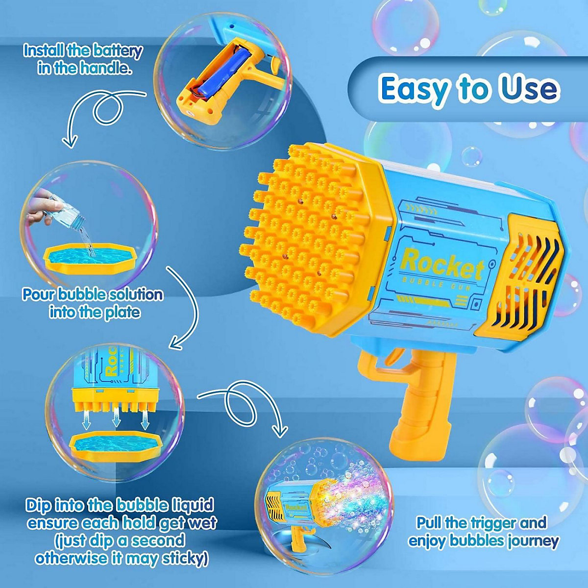 Seifenblasenmaschine Bubble Machine Elektrische Wasserpistole Outdoor Spielzeug - 69 Löcher Seifenblasen Hochzeit Toy Gun Mit Lichtern - Bubble Für Halloween Party Hochzeit Bubble 69 Loch Seifenblas
