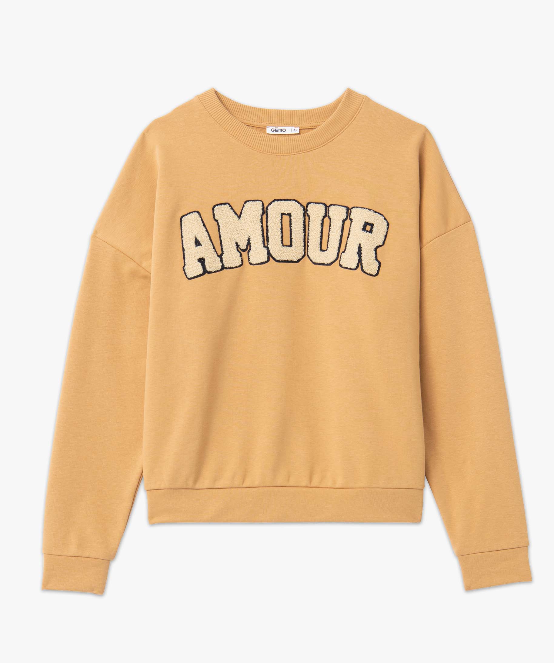 Sweat femme oversize à message brodé camel | GEMO