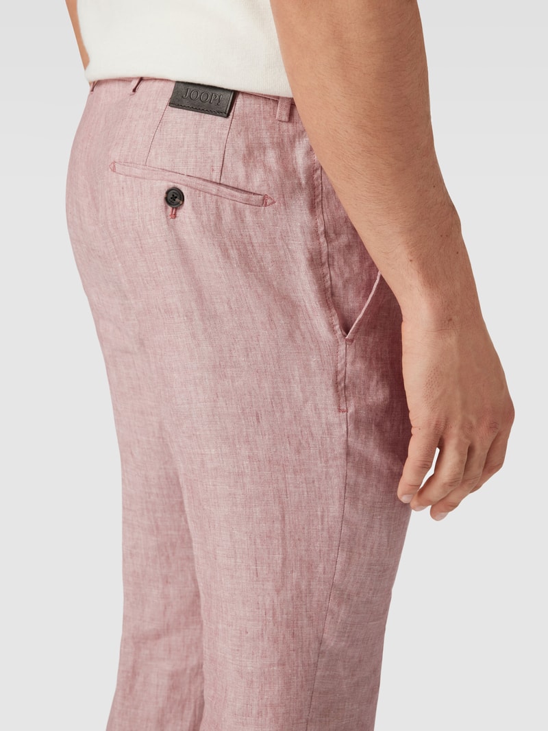 Leinenhose in melierter Optik in hellrosa