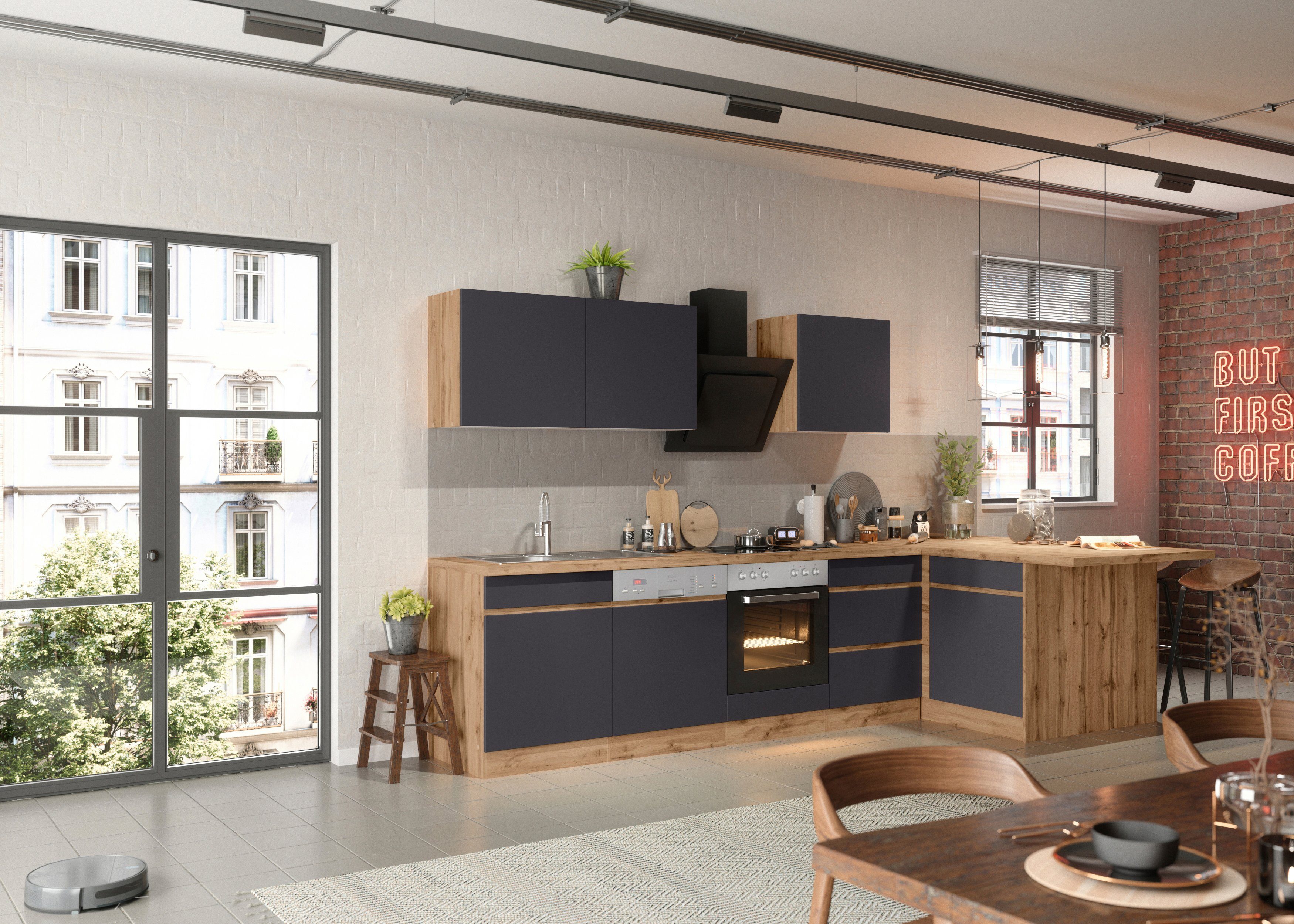HELD MÖBEL Küche Riesa, Stellbreite 340x150 cm, wahlweise mit oder ohne E-Geräte